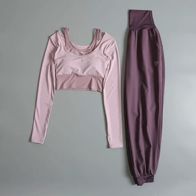Conjunto Deportivo de 2 Piezas – Manga Larga + Leggings de Cintura Alta