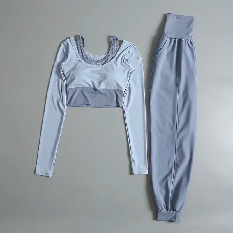 Conjunto Deportivo de 2 Piezas – Manga Larga + Leggings de Cintura Alta