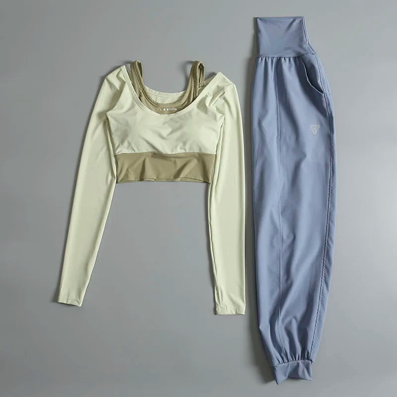 Conjunto Deportivo de 2 Piezas – Manga Larga + Leggings de Cintura Alta
