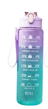 Botella Deportiva Motivacional 1L – A Prueba de Fugas, con Marcador de Tiempo e Hidratación
