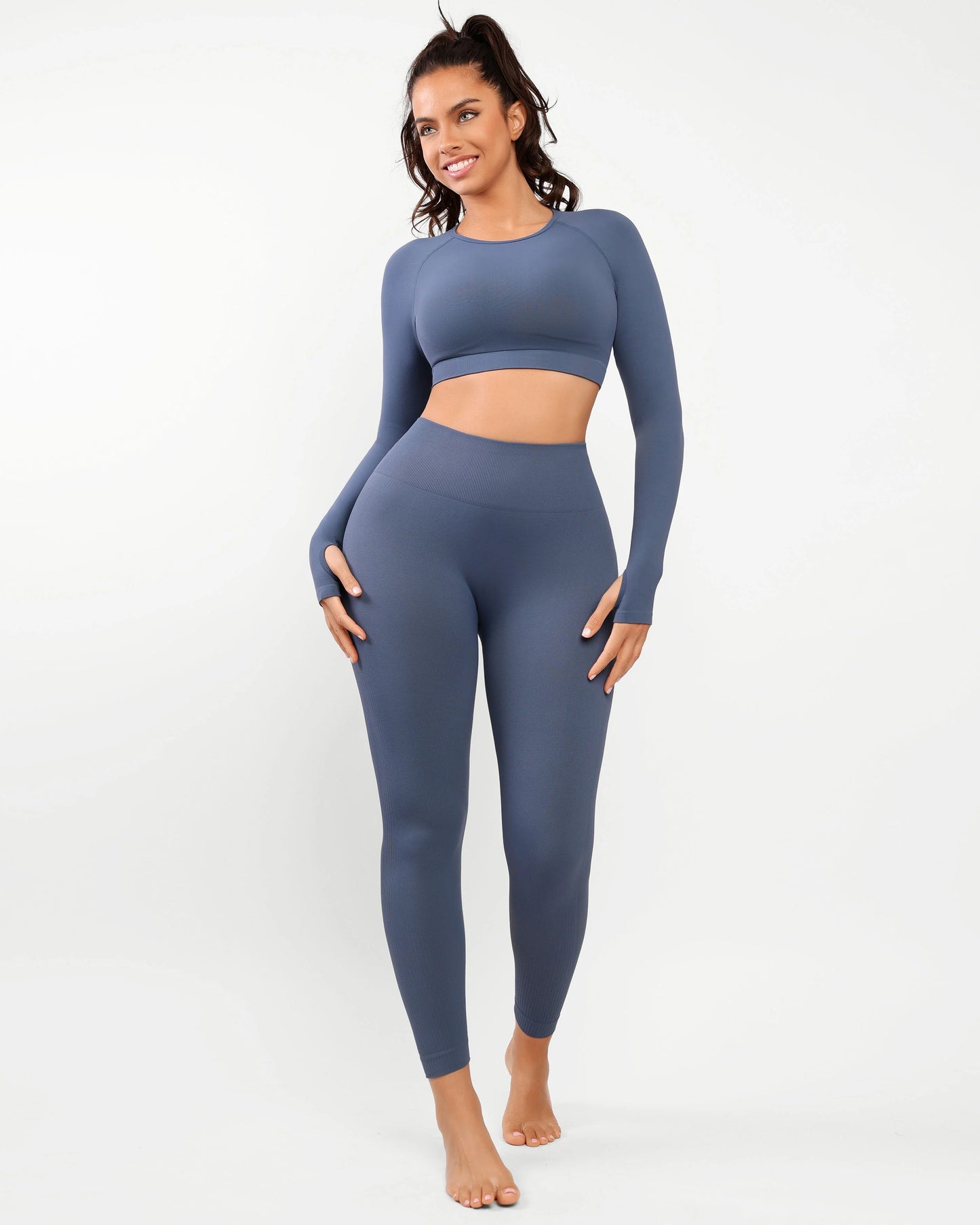 Conjunto Deportivo de 2 Piezas – Manga Larga + Leggings de Cintura Alta