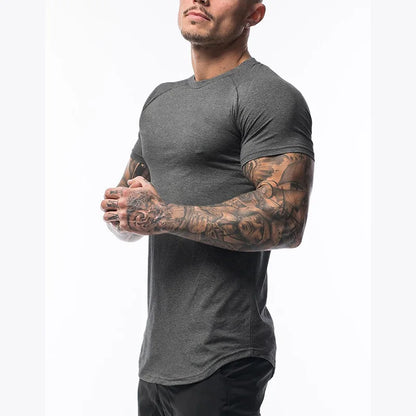 Camiseta Deportiva Hombre Algodón Transpirable – Manga Corta Slim Fit para Gym y Entrenamiento