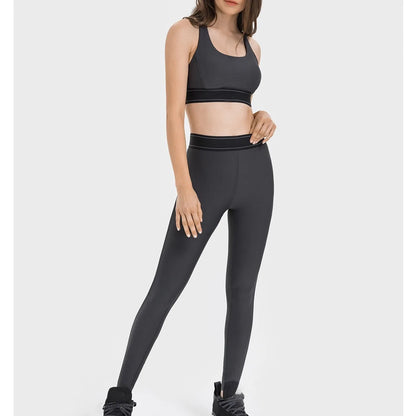Conjunto Deportivo de 2 Piezas – Top Deportivo + Leggings de Talle Medio (Estilo Casual)