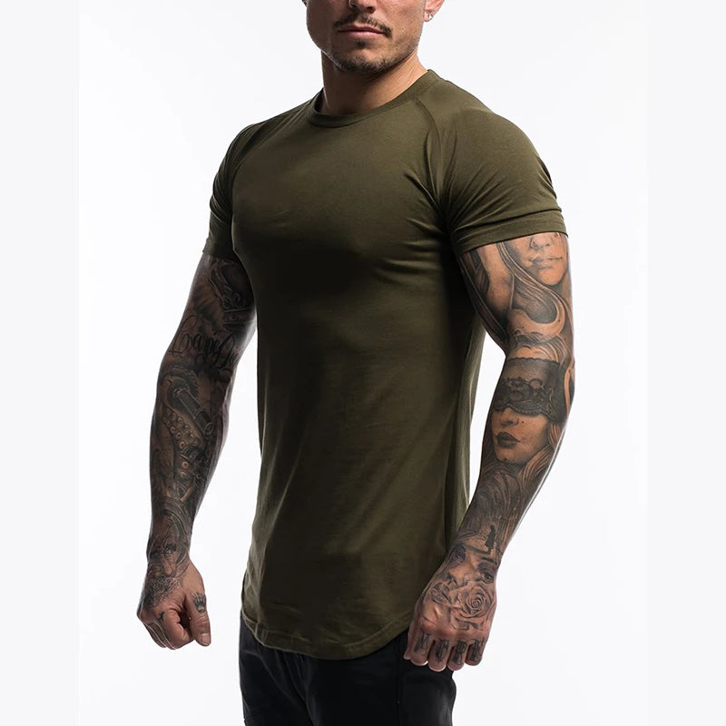 Camiseta Deportiva Hombre Algodón Transpirable – Manga Corta Slim Fit para Gym y Entrenamiento