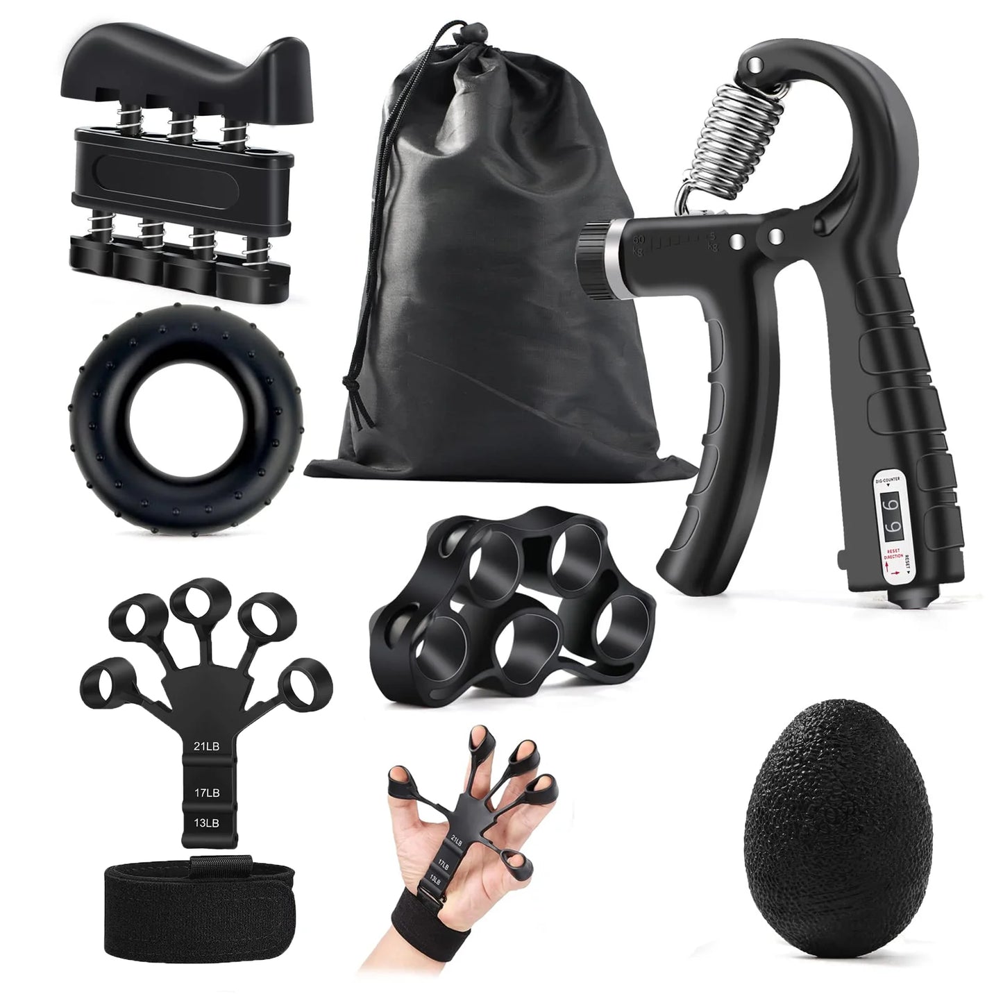 Kit de Entrenador de Mano 6 en 1 – Fortalecedor de Agarre y Rehabilitación para Fitness y Terapia