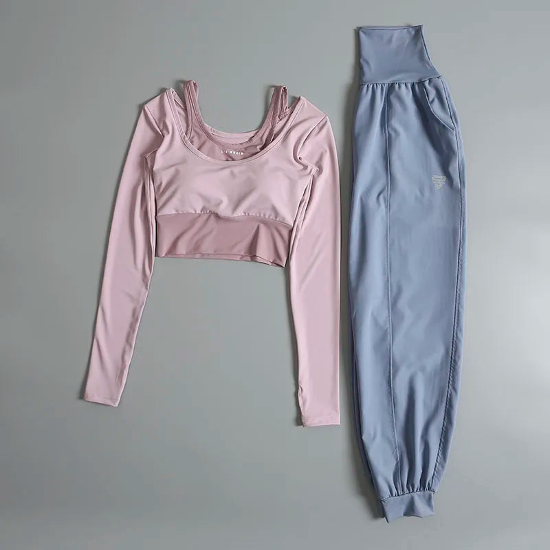 Conjunto Deportivo de 2 Piezas – Manga Larga + Leggings de Cintura Alta