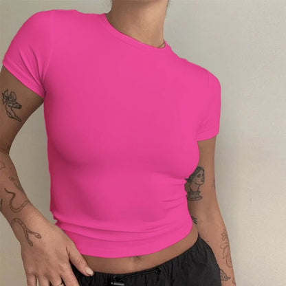 Camiseta Deportiva Slim Fit – Manga Corta y Cuello Redondo para Mujer