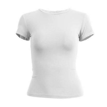Camiseta Deportiva Slim Fit – Manga Corta y Cuello Redondo para Mujer