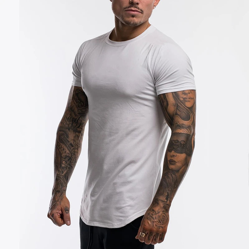 Camiseta Deportiva Hombre Algodón Transpirable – Manga Corta Slim Fit para Gym y Entrenamiento