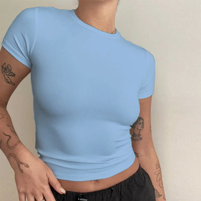 Camiseta Deportiva Slim Fit – Manga Corta y Cuello Redondo para Mujer