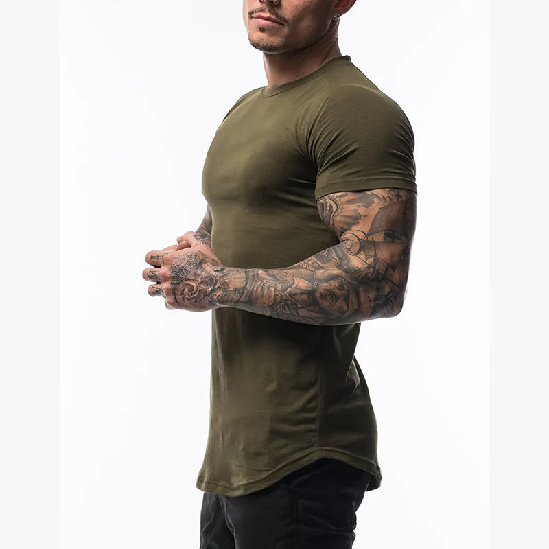 Camiseta Deportiva Hombre Algodón Transpirable – Manga Corta Slim Fit para Gym y Entrenamiento