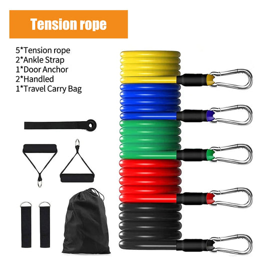 Set de Bandas Elásticas de Resistencia – Entrenamiento de Fuerza y Fitness con Anclaje de Puerta y Asas