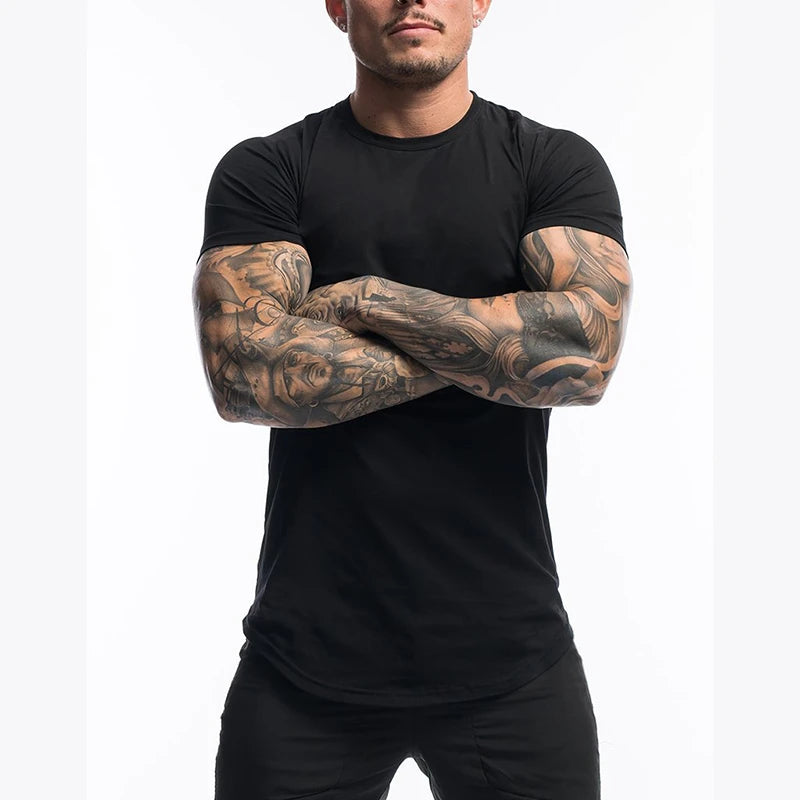 Camiseta Deportiva Hombre Algodón Transpirable – Manga Corta Slim Fit para Gym y Entrenamiento