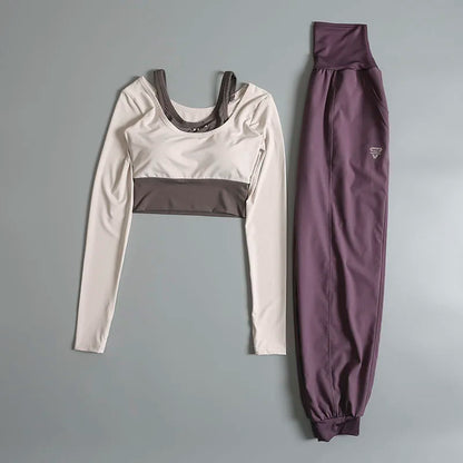 Conjunto Deportivo de 2 Piezas – Manga Larga + Leggings de Cintura Alta