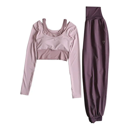 Conjunto Deportivo de 2 Piezas – Manga Larga + Leggings de Cintura Alta