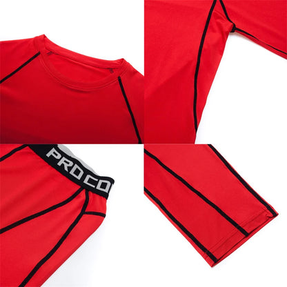Set de Compresión Deportiva para Hombre – 3 Piezas: Camiseta Manga Larga, Pantalón y Shorts