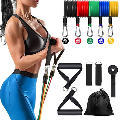 Set de Bandas Elásticas de Resistencia – Entrenamiento de Fuerza y Fitness con Anclaje de Puerta y Asas
