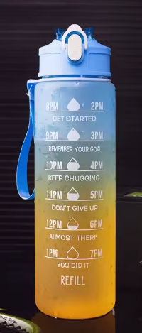 Botella Deportiva Motivacional 1L – A Prueba de Fugas, con Marcador de Tiempo e Hidratación