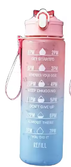Botella Deportiva Motivacional 1L – A Prueba de Fugas, con Marcador de Tiempo e Hidratación